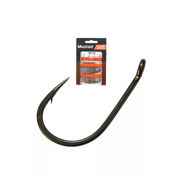 Mustad Carp Wide Gape 1 Füles, Szakállas Bojlis Horog 12db