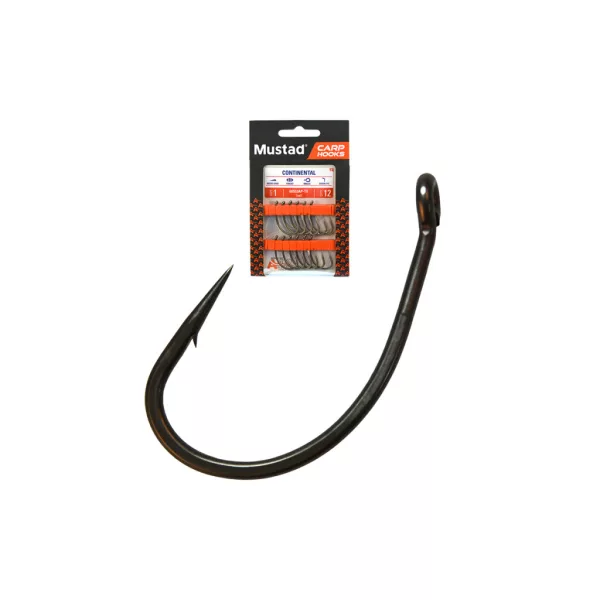 Mustad Carp Continental 6 Füles, Szakállas Bojlis Horog 12db