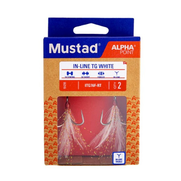 Mustad In-Line Triple Grip Red Tinsel 2 Trokuka udica 2kom