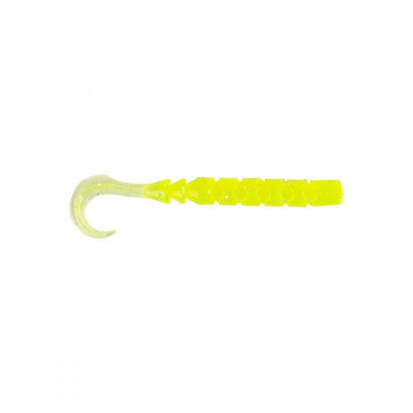 Mustad Aji Curly Tail 6,35cm Clear Chartreuse Plastični mamac 12 kom