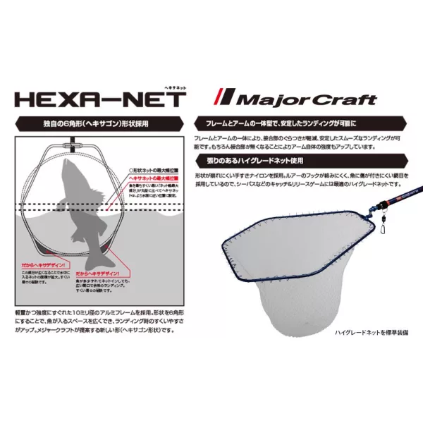 Major Craft Hexa Net Glava podmetača L 67x58cm Plava