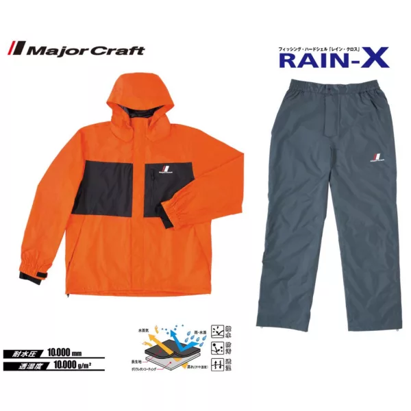 Major Craft Rain-X Narančasto Dvodijelno Kišno Odijelo XL