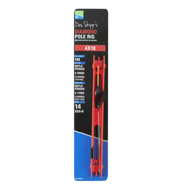 Preston 4x18 Diamond Pole Rig Gotova montaža za štap za pecanje