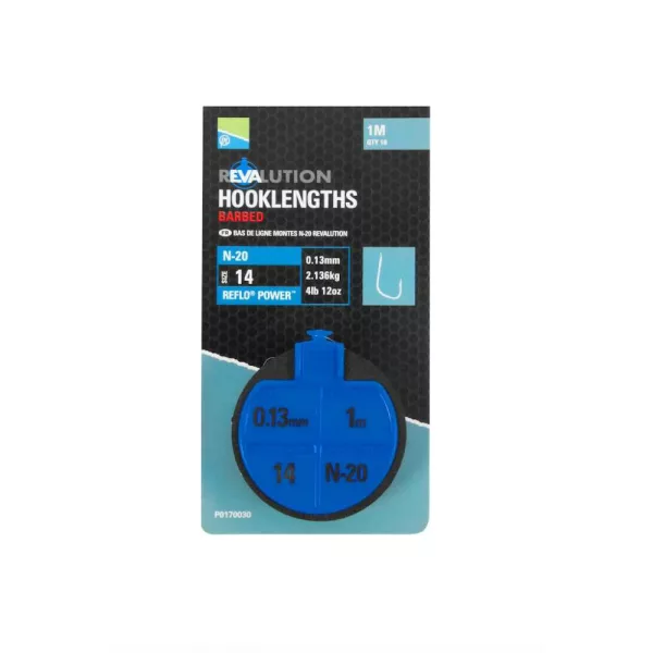 Preston Revalution Hooklengths N20 Monofil Predvezana Udica Size 12