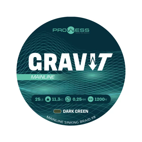 Prowess Gravi-T Mainline Braid X8 Tamnozeleni Tonući 0,30mm 1200m Pletena glavna struna