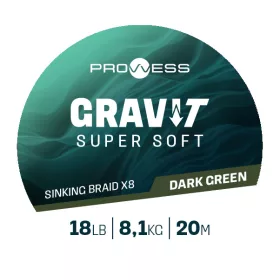   Prowess Gravi-T Super Soft X8 Tamnozelena Tonuća Pletena predvezna struna 25lb 20m