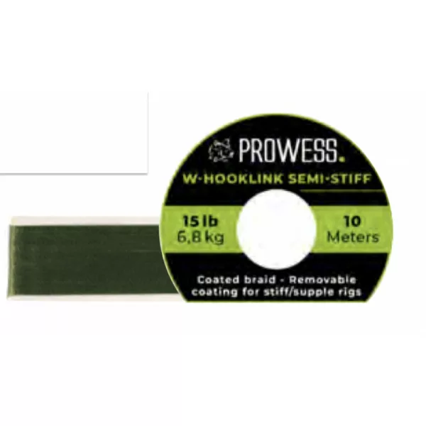 Prowess W-HOOKLINK SEMI-STIFF BRAID 15LB GREEN pletena predvezna struna za bojlere, obložena pletena struna
