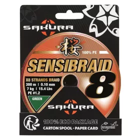   Sakura Sensibraid X8 Zelena 0,15mm 300m pletena glavna struna