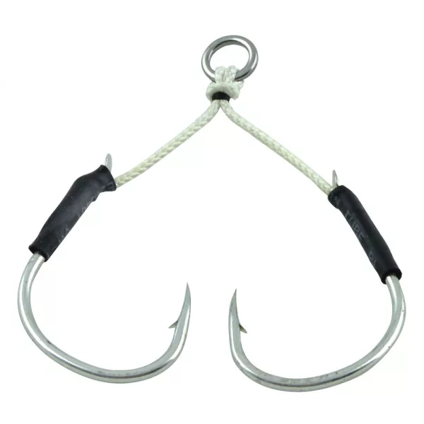 Sakura Hooks Twin Assist Hook SW 601 TI 1/0 Kuka za spinning s okom, s bradicom, offset 2 kom