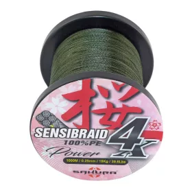   Sakura Sensibraid 4 pletena struna - GREEN 1000 M - 0.25 mm / 18Kg / 39.6Lbs