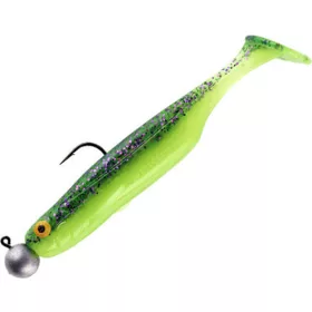   Sakura Shadura Rigged 100 silikonska varalica UV Purple Charteuse 100mm - 7gr - Ready Rig - Unaprijed montirano
