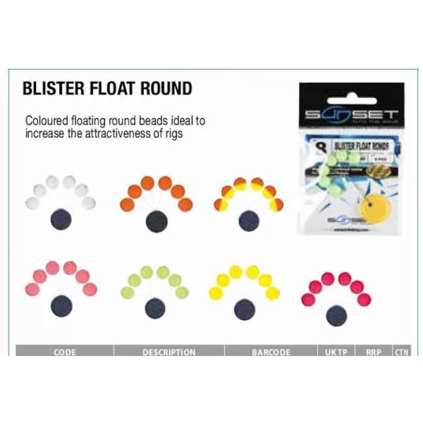 Sunset - BLISTER FLOAT ROUND PHOSPHO PINK 8mm - Stoper