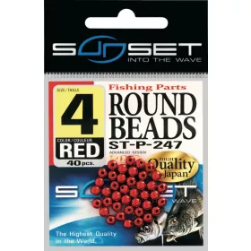   Sunset - HARD ROUND BEADS RED / SILVER 3mm X42 - Gumena perla