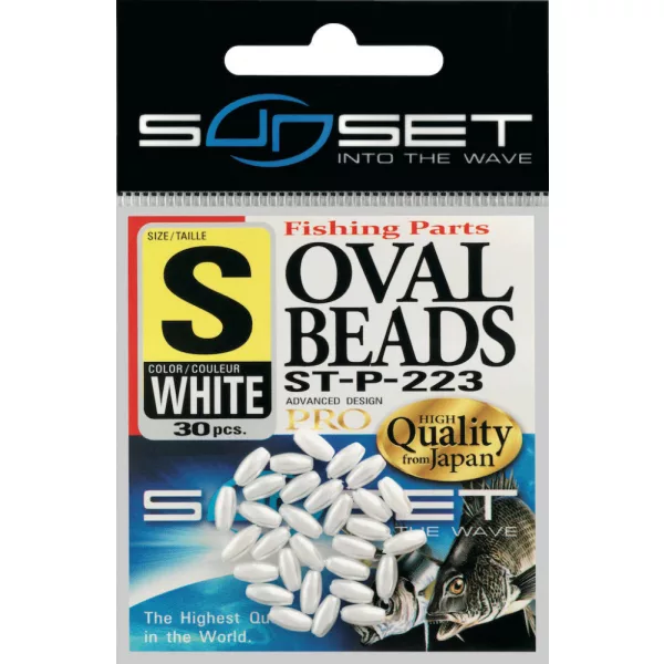 Sunset - HARD OVAL BEADS WHITE 8x3,8mm X25 - Gumena perla