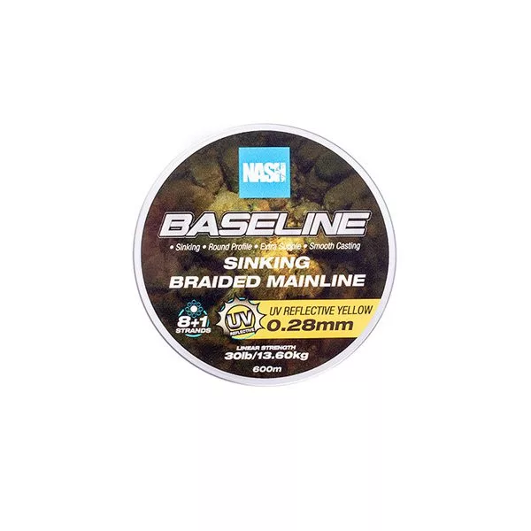 Nash Baseline Tonuća UV Žuta 0.28mm 600m Pletena glavna struna