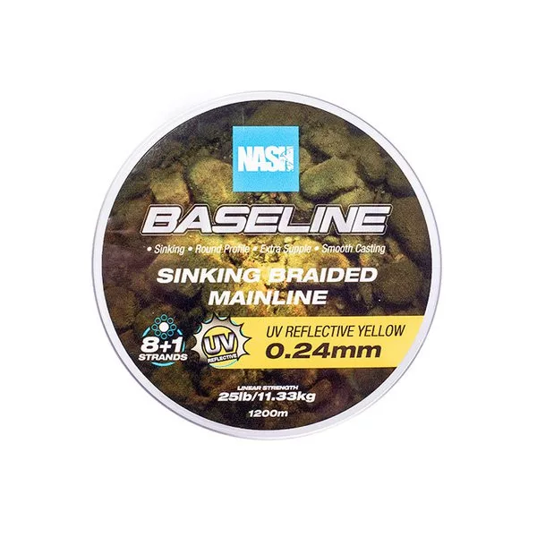 Nash Baseline Tonuća UV Žuta 0.24mm 1200m Pletena glavna struna