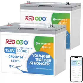   Redodo LiFePO4 12V 100Ah 1,28kWh Group24 Bluetooth Akumulator
