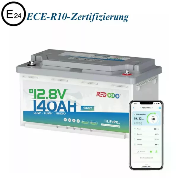 Redodo LiFePO4 12V 140Ah H190 BlueTooth Akkumulátor 26x16,8x21cm