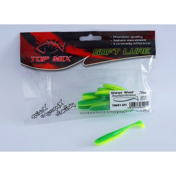 Top Mix Shiner Shad Green-Yellow Chartreuse 7,6cm Plastični mamac 10kom