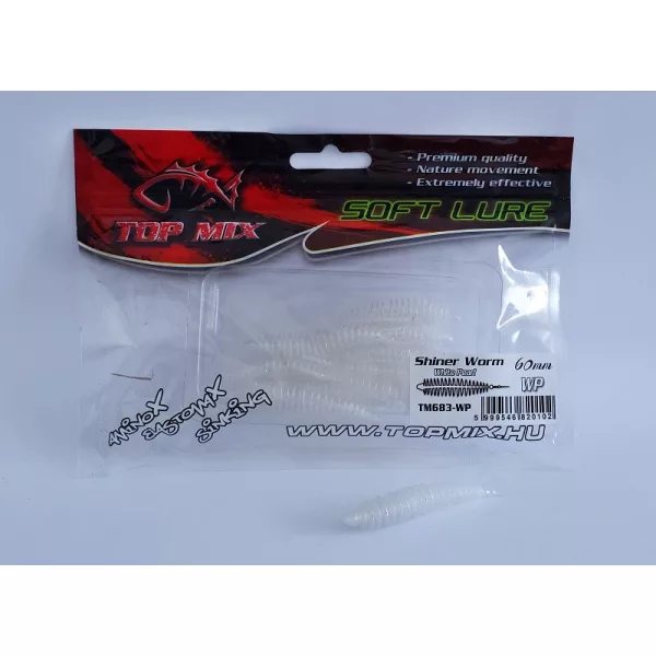 Top Mix Shiner Worm White Pearl 6,0cm Plastični crv varalica 10db