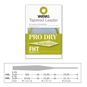  Varivas Suženi Predvez Tapered Leader Pro Dry FHT 6X 3,35m 0,128-0,38mm Predvez za mušičarenje