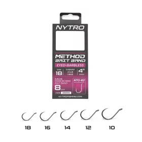   Nytro NTO-B2 18 0,15mm 10cm Előkötött Füles, Szakáll Nélküli Csaligyűrűs Horog 8db