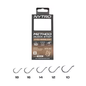   Nytro NTO-B2 16 0,17mm 10cm Előkötött Füles, Szakáll Nélküli Quick-Stop Horog 8db