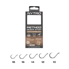   Nytro NTO-B2 18 0,15mm 10cm Előkötött Füles, Szakáll Nélküli Quick-Stop Horog 8db