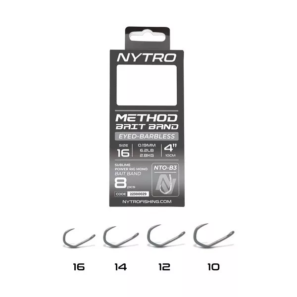 Nytro NTO-B3 14 0,21mm 10cm Előkötött Füles, Szakáll Nélküli Quick-Stop Horog 8db