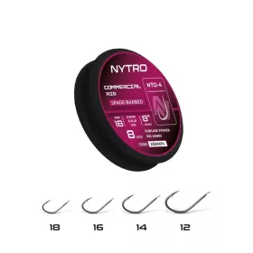   Nytro NTO4 Commercial 16 0,13mm 20cm Előkötött Lapkás, Szakállas Horog 8db