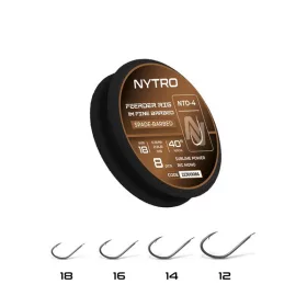   Nytro NTO4 Fine Feeder 14 0,13mm 100cm Előkötött Lapkás, Szakállas Horog 8db