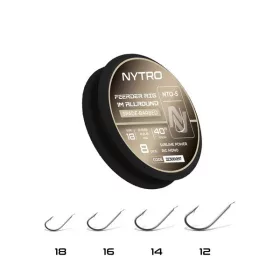   Nytro NTO5 Feeder Allround 14 0,13mm 100cm Előkötött Lapkás, Szakállas Horog 8db