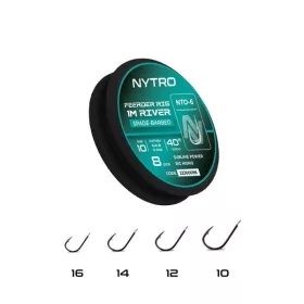   Nytro NTO6 Feeder River 12 0,17mm 100cm Előkötött Lapkás, Szakállas Horog 8db