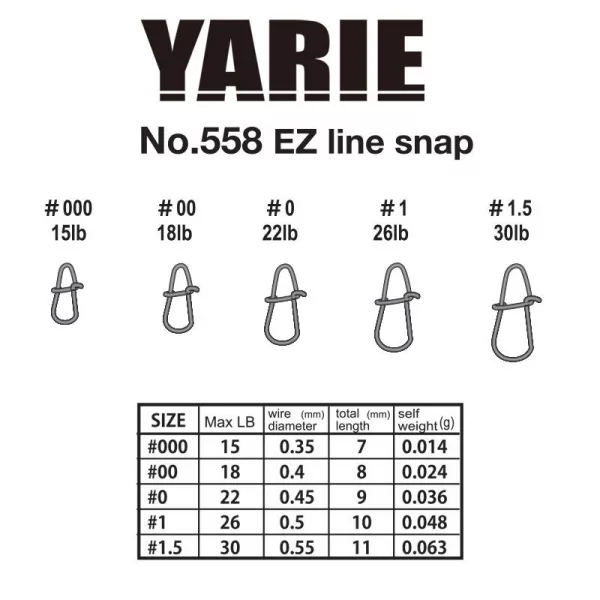 Yarie 558 Ez Line Snap 15lb 000 Kopče 11kom