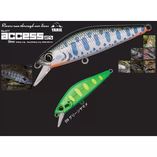 __Yarie__ 677 Access S 50mm 3,6gr D9 Green Yamame Wobbler