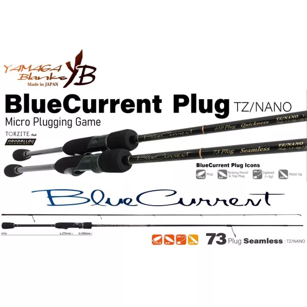 Yamaga Blanks Blue Current 73Plug Seamless TZ-Nano 2,22m 1,5-6gr Dvodijelni štap za spinning