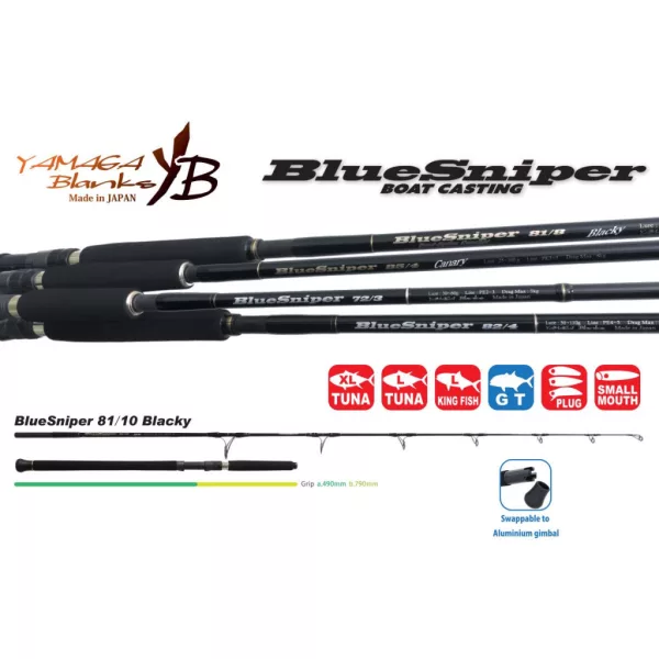 Yamaga Blanks Blue Sniper 81/10 Blacky Tuna 2,48m 50-130gr 2-dijelni štap za spinning